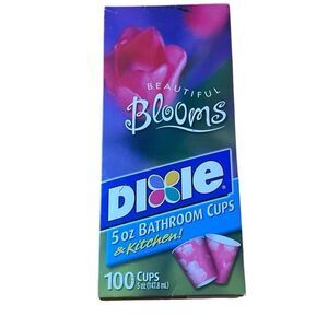 Vtg Dixie Bathroom & Kitchen Cups 5oz Beautiful Blooms 88 Remain 2004 Open Box p